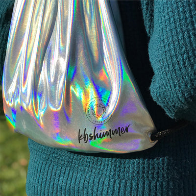 KBShimmer - Silver Holographic Drawstring Backpack