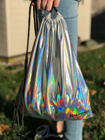 *PRE-SALE* KBShimmer - Silver Holographic Drawstring Backpack