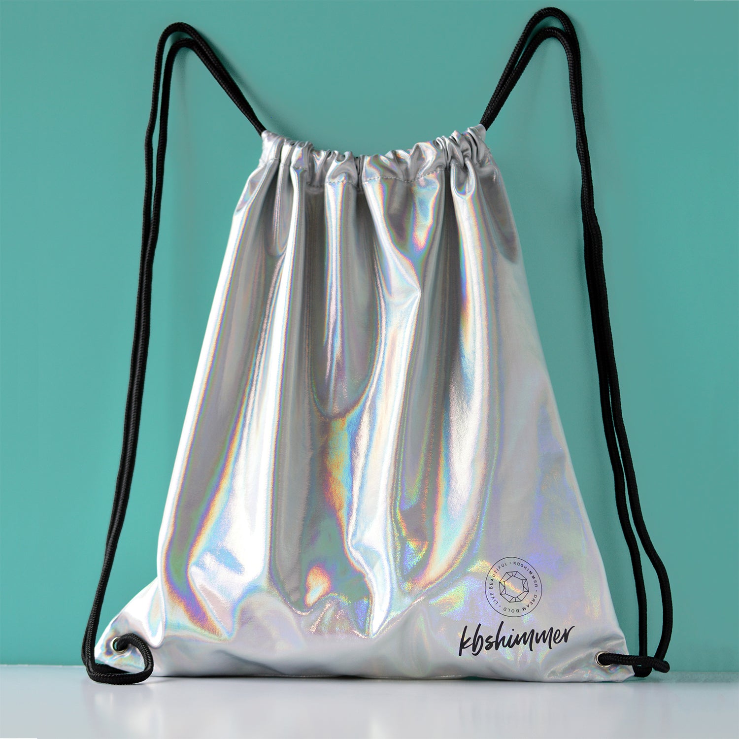 KBShimmer - Silver Holographic Drawstring Backpack